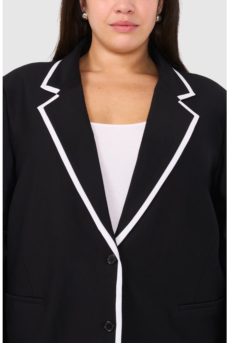 Tipped Knit Blazer, Alternate, color, RICH BLACK 060