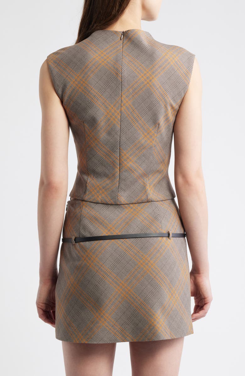 MANGO Melo Plaid Top, Alternate, color, Brown