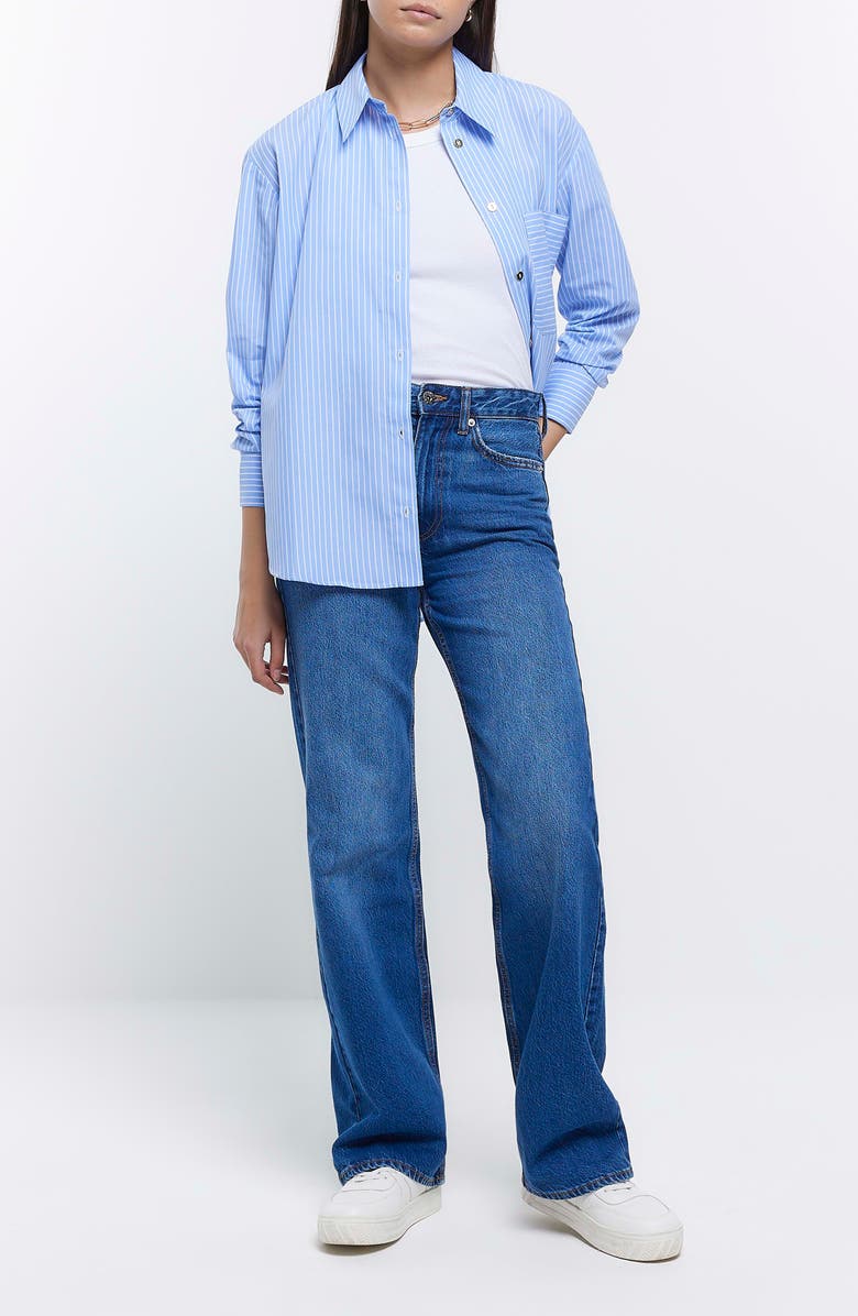 River Island Stripe Boyfriend Button-Up Shirt, Alternate, color, 
