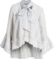 MANGO Leif Stripe Ruffle Shirt