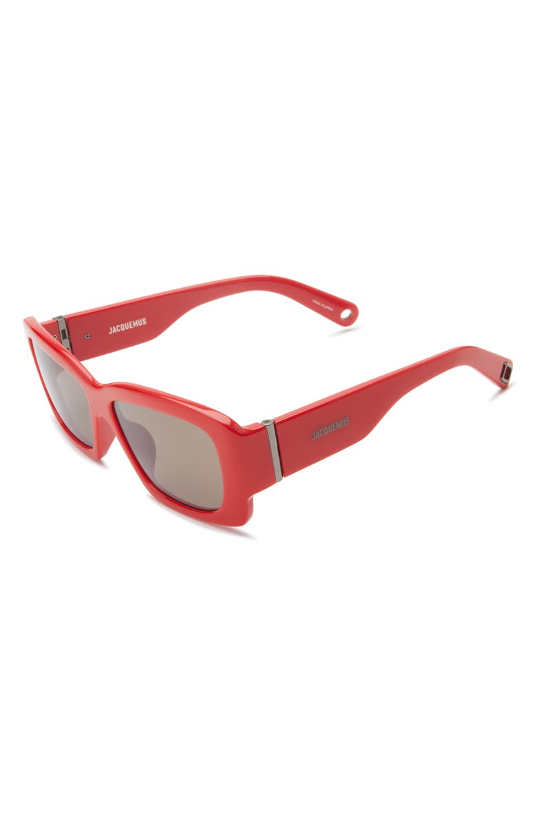 Jacquemus Croisire Square Sunglasses, Alternate, color, Red/ Gunmetal
