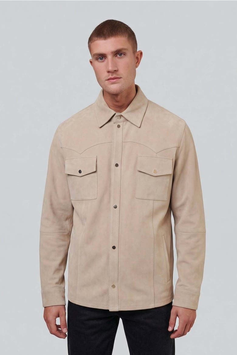 Jett Suede Shirt Jacket, Main, color, Beige