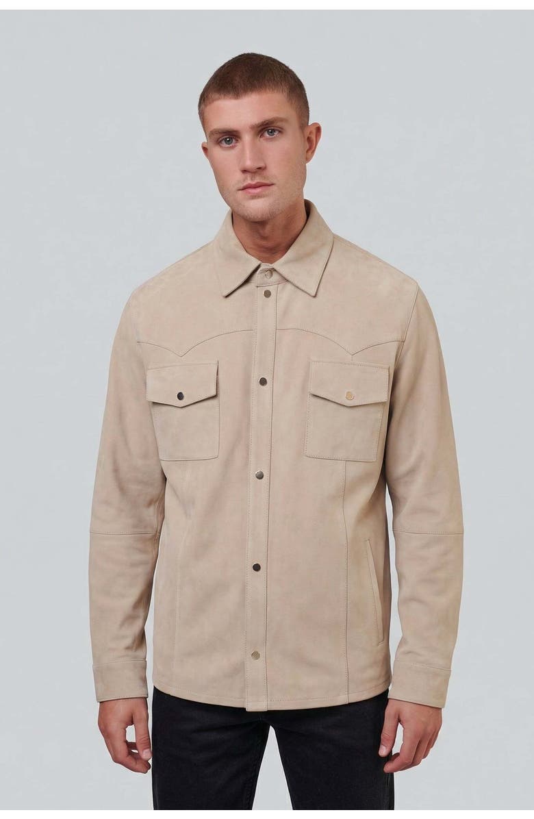 FURNIQ UK Jett Suede Shirt Jacket, Main, color, Beige