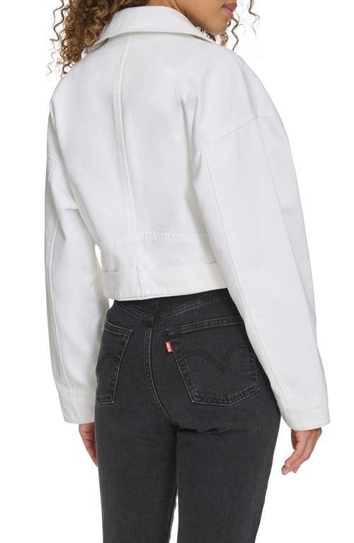 Levi's Denim Crop Moto Jacket In White Denim