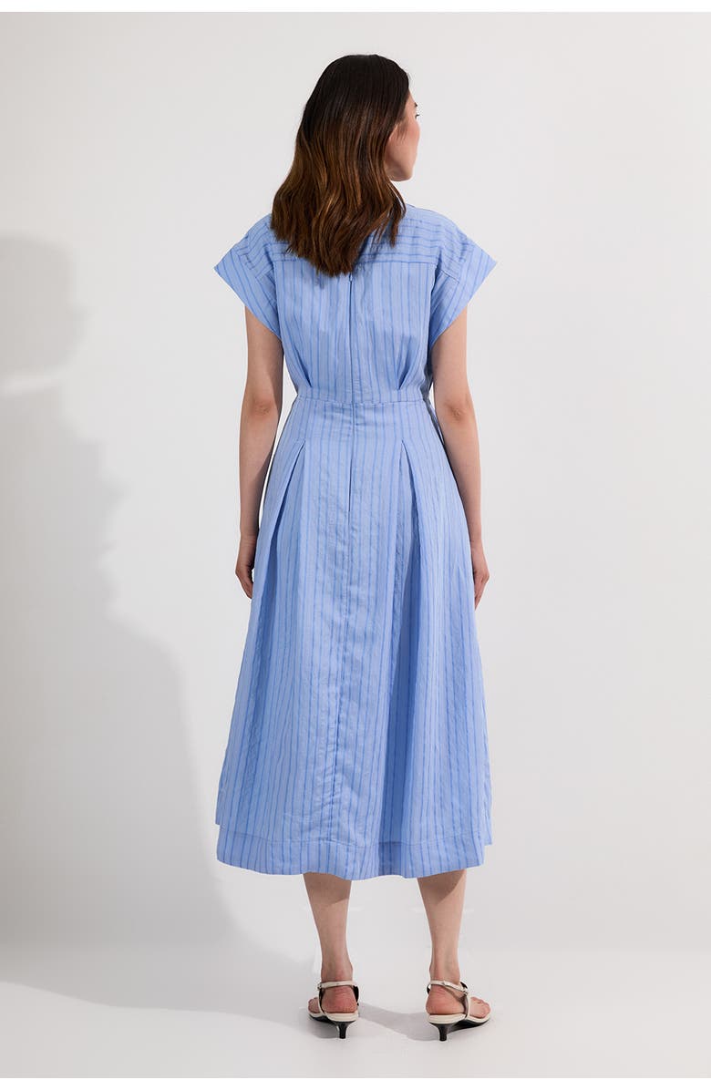 Karen Millen Belted Woven Midi Shirt Dress, Alternate, color, Blue