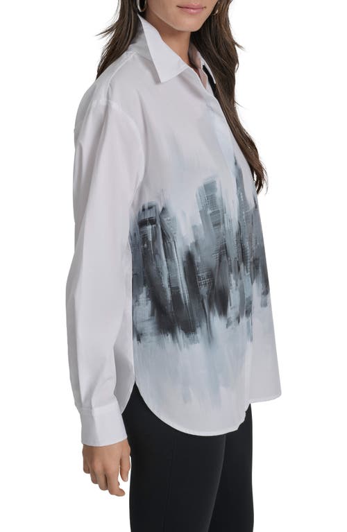 Dkny City Skyline Cotton Button-up Shirt In White