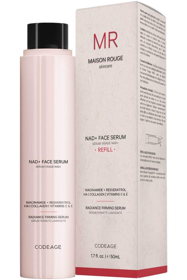 NAD+ Face Serum Refill Only, Resveratrol, Niacinamide, Collagen, Aloe Vera, Main, color, White