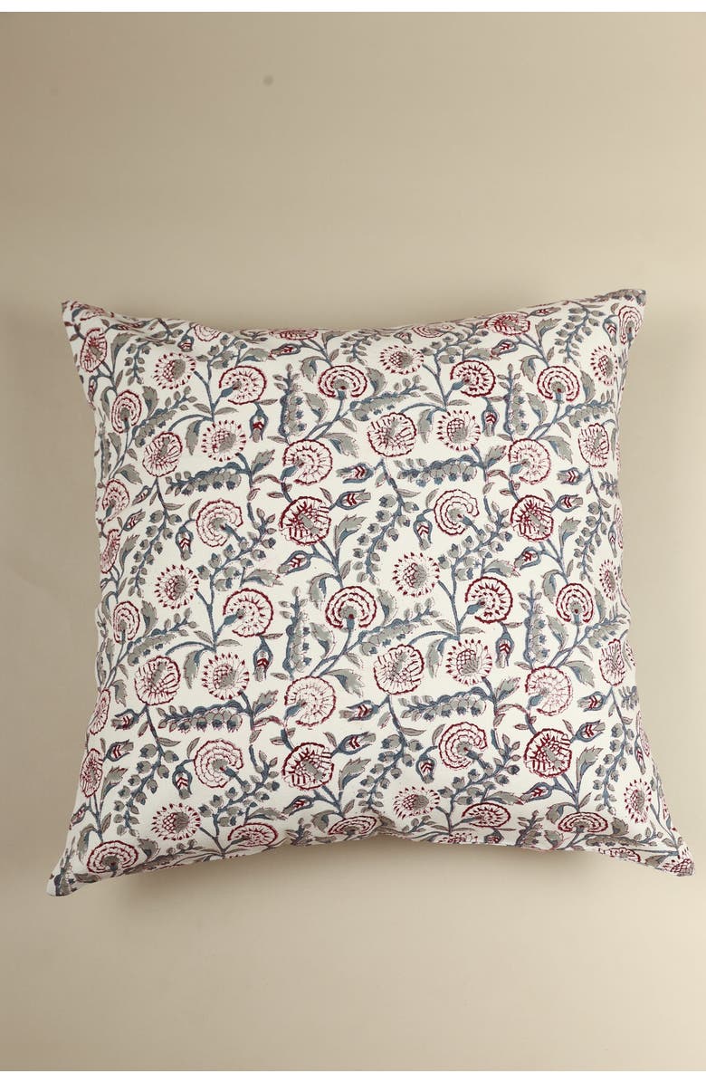 Ninéh Crimson Bloom Block Print Pillow, Main, color, Crimson