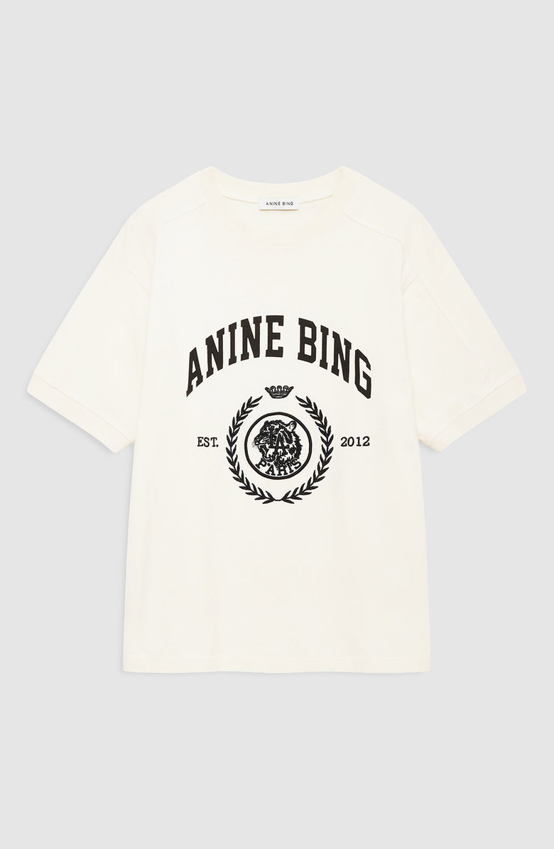 ANINE BING Jaylin Collegiate Tee, Alternate, color, Washed Cream