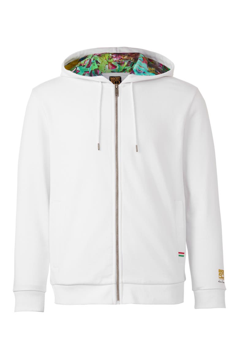 Rocky 50th Anniversary Zip-Up Hoodie, Alternate, color, WHITE