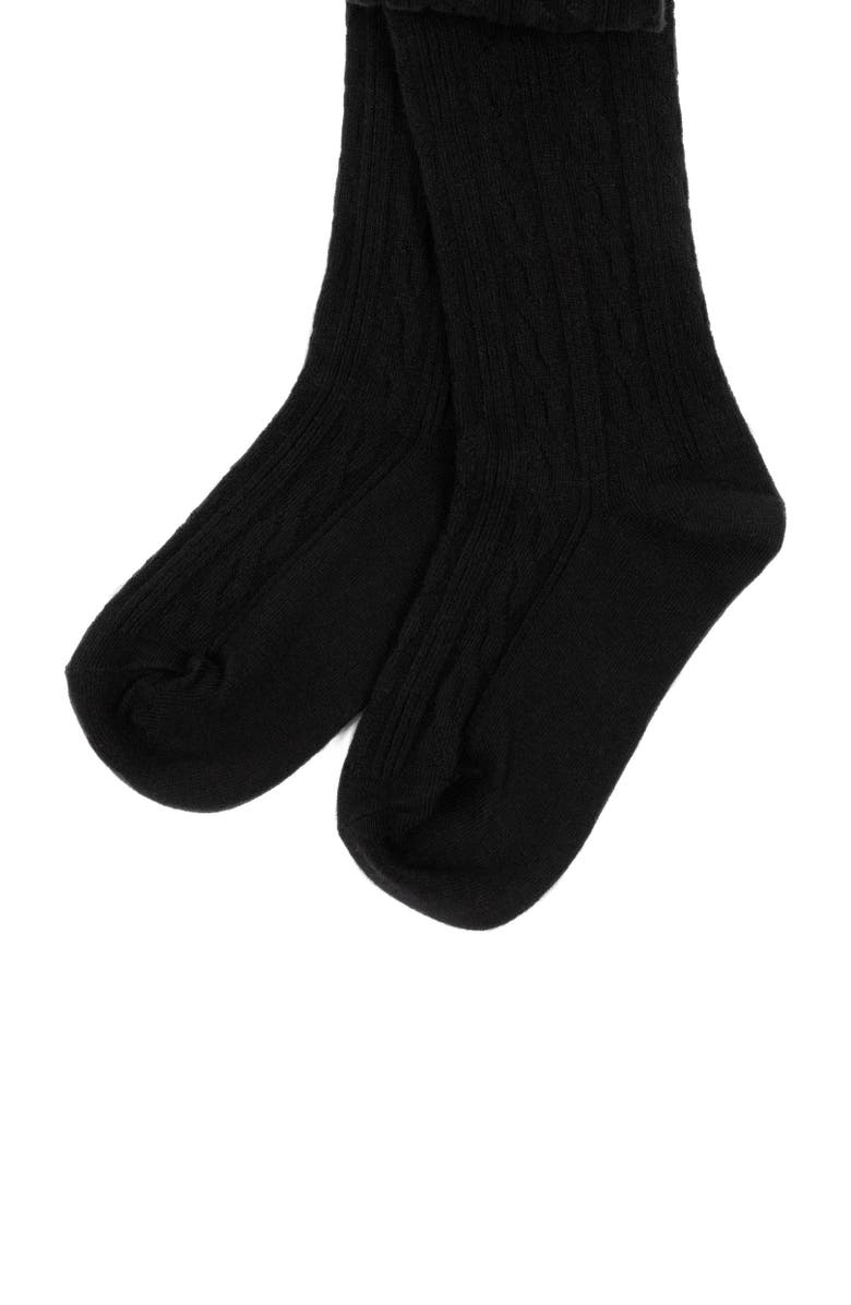 Leveret Girls Cable Knit Tights, Cotton Blend, Alternate, color, Black