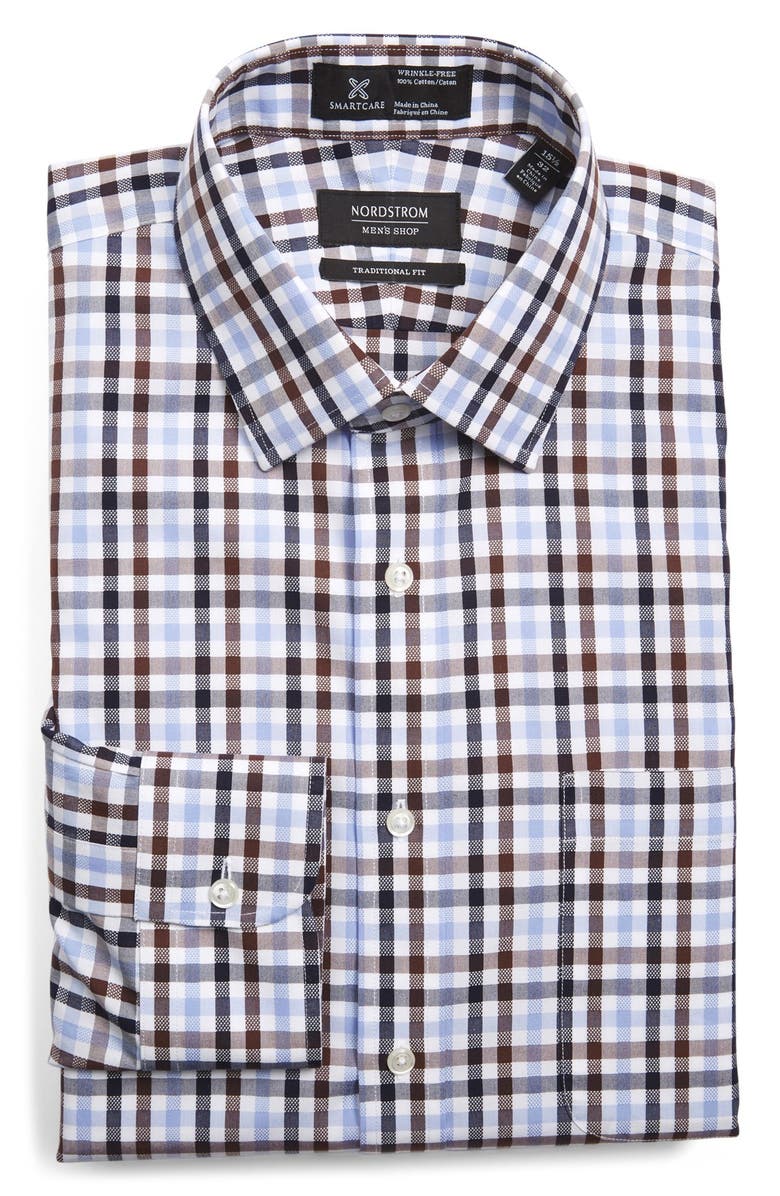 NORDSTROM MEN'S SHOP Smartcare<sup>™</sup> Traditional Fit Plaid Dress Shirt, Main, color, 