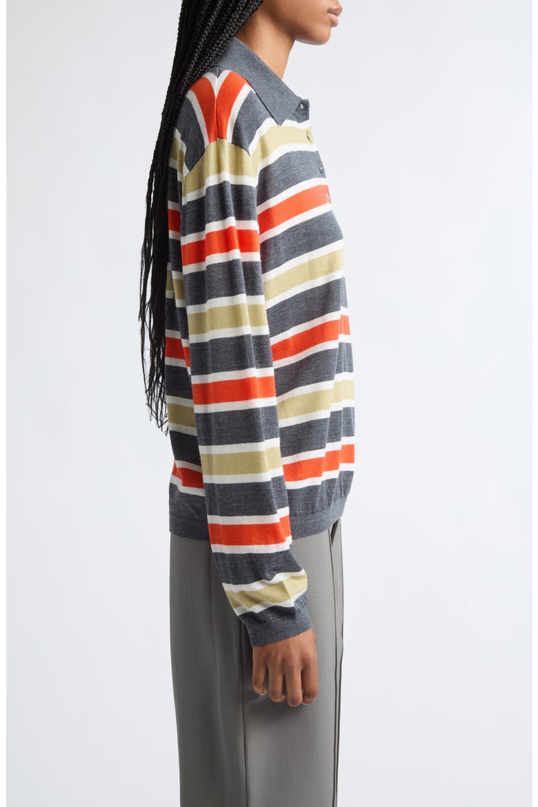 Ryan Stripe Merino Wool Polo Sweater, Alternate, color, CHARCOAL MELANGE