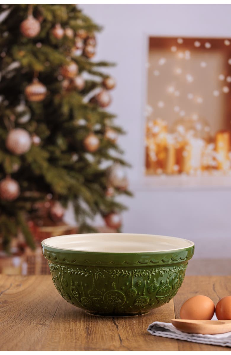 MASON CASH Deck The Halls Size 24 Green Mixing Bowl, 2.15 Quart, Alternate, color, Green