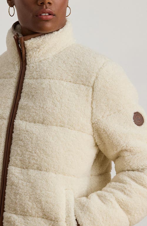 Ralph Lauren Lauren  Faux Shearling Puffer Jacket In White