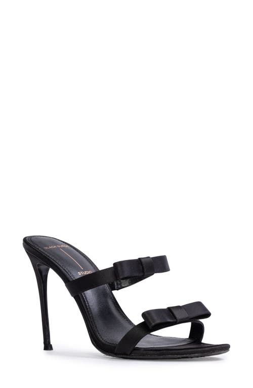 Black Suede Studio Chic Slide Sandal In Black Satin