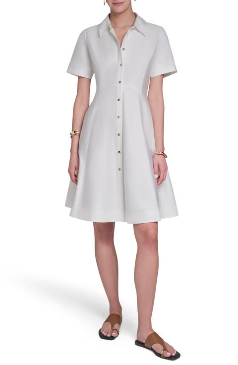 Short Sleeve Stretch Cotton Shirtdress