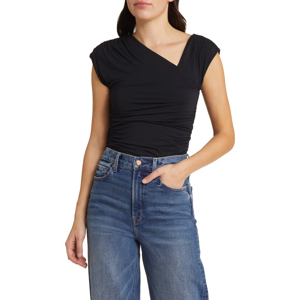 Rails Jaden Ruched Asymmetric Top In Black
