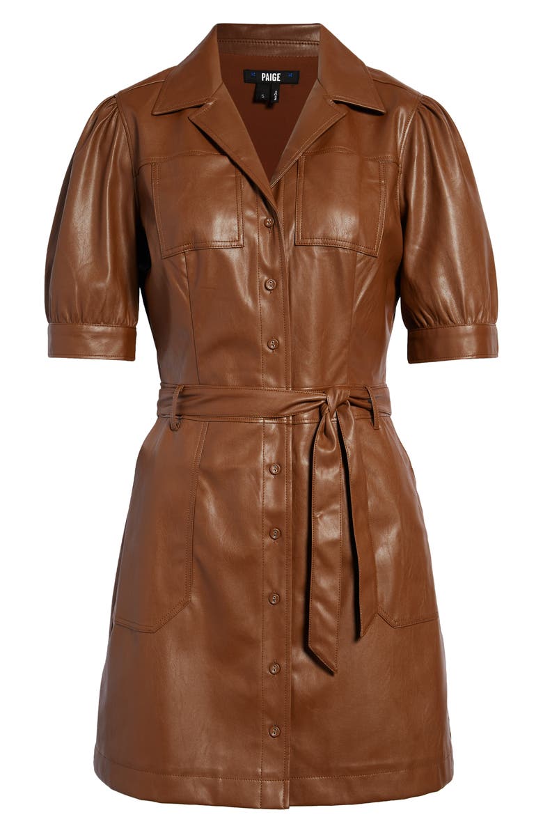 PAIGE Mayslie Faux Leather Dress, Main, color, Dark Argan