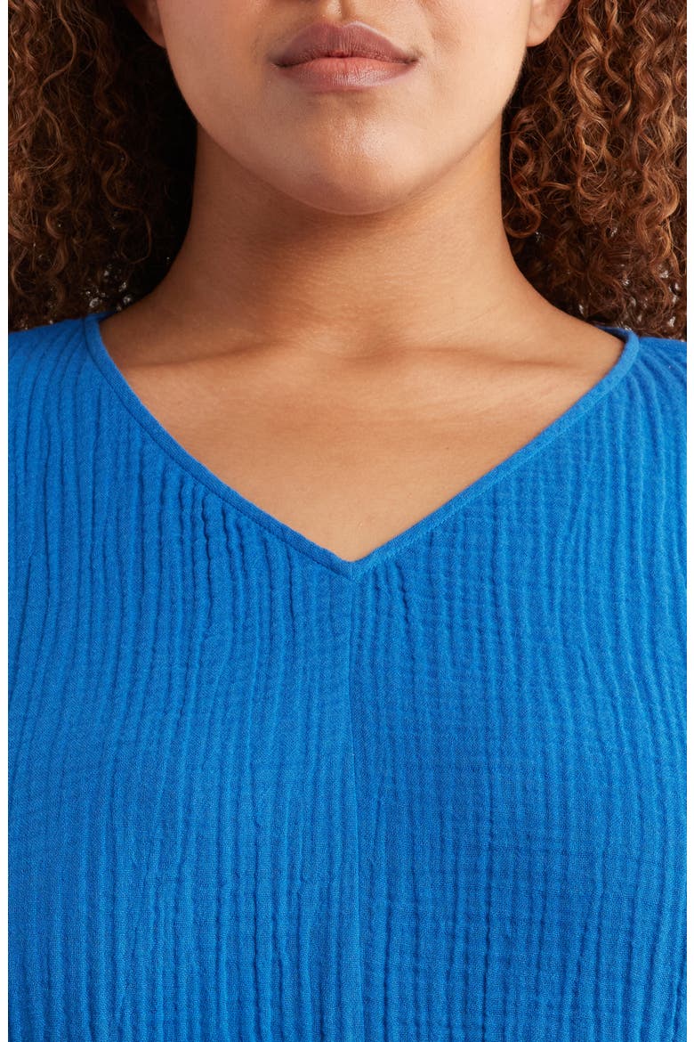 V-Neck Dolman Sleeve Organic Cotton Gauze Top, Alternate, color, BLUEBIRD