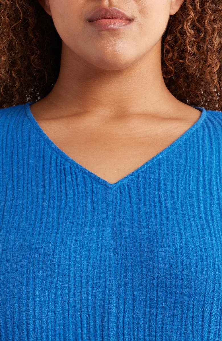 Eileen Fisher V-Neck Dolman Sleeve Organic Cotton Gauze Top, Alternate, color,