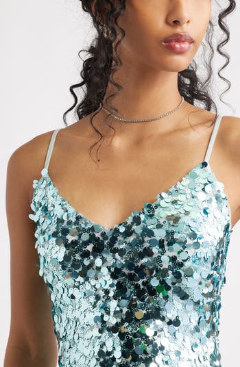 V-Neck Sequin Minidress