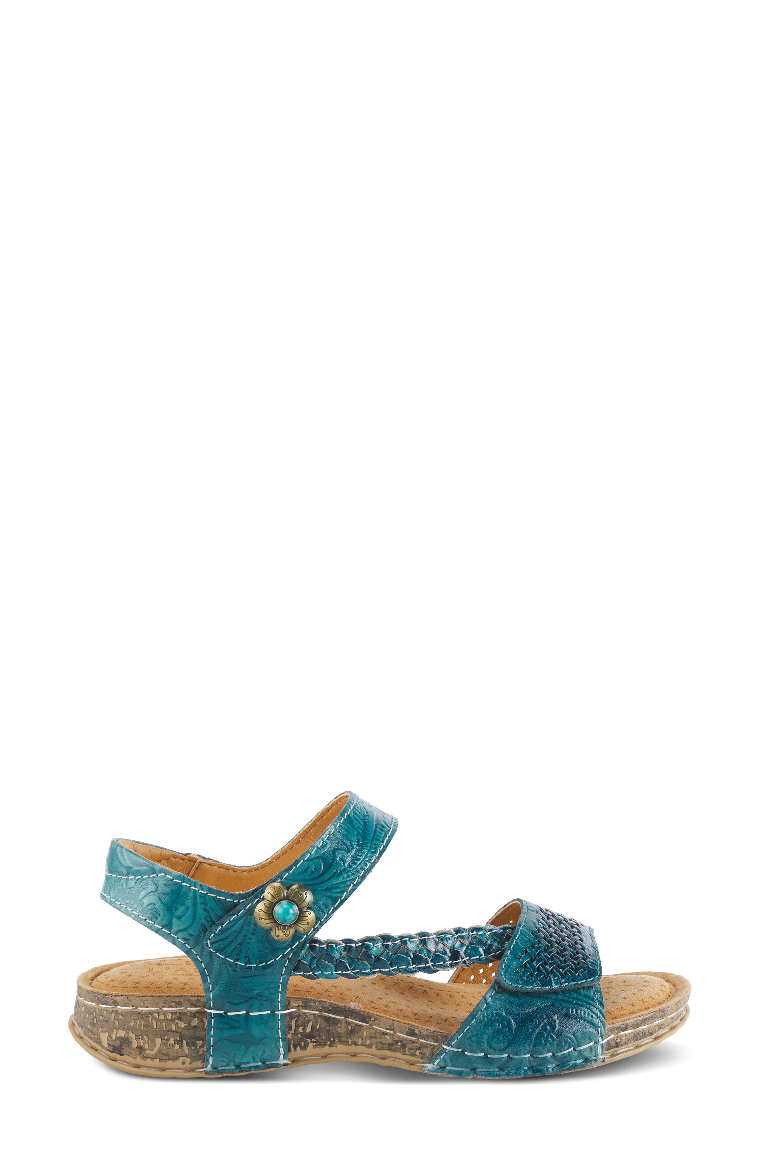 L'Artiste by Spring Step Popular Asymmetric Ankle Strap Sandal, Alternate, color, Blue