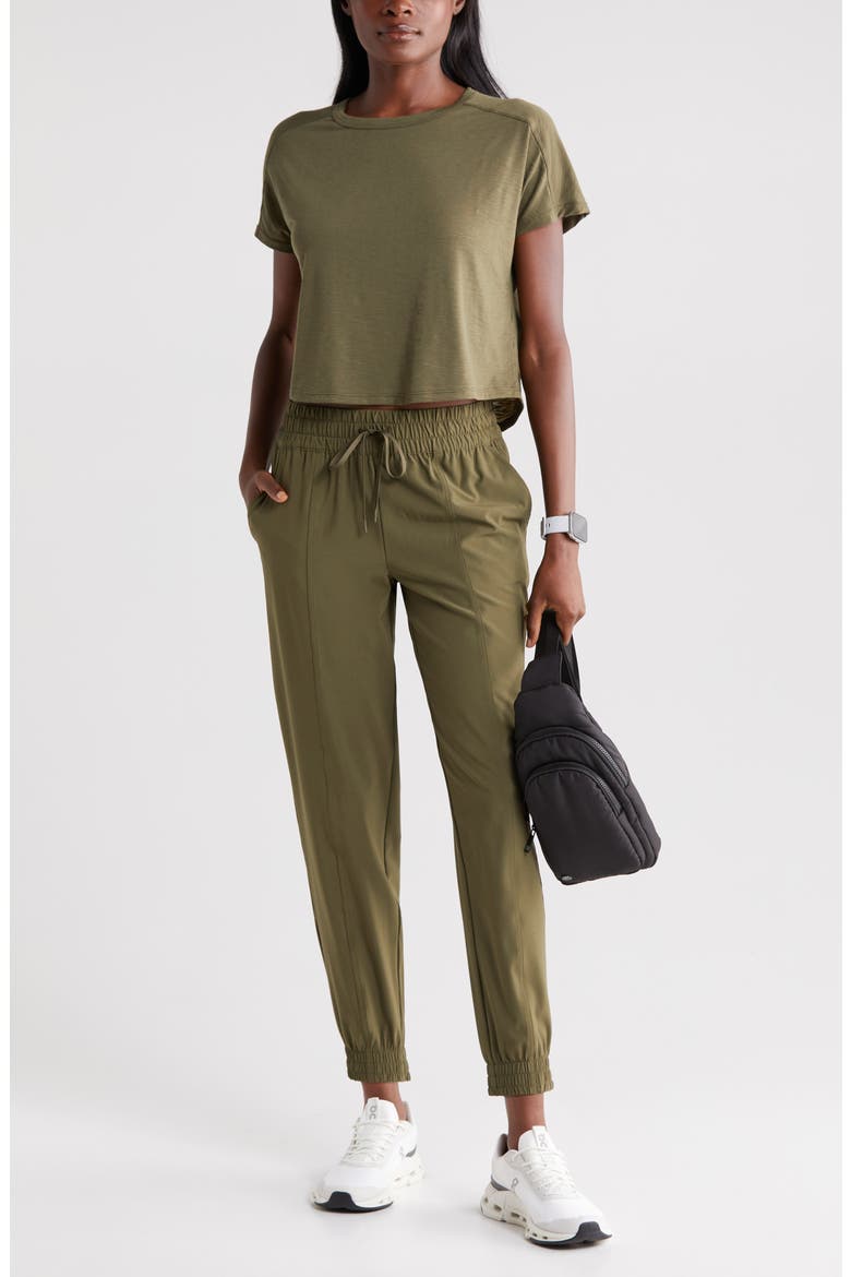 Spark Boxy Slub T-Shirt, Alternate, color, OLIVE NIGHT