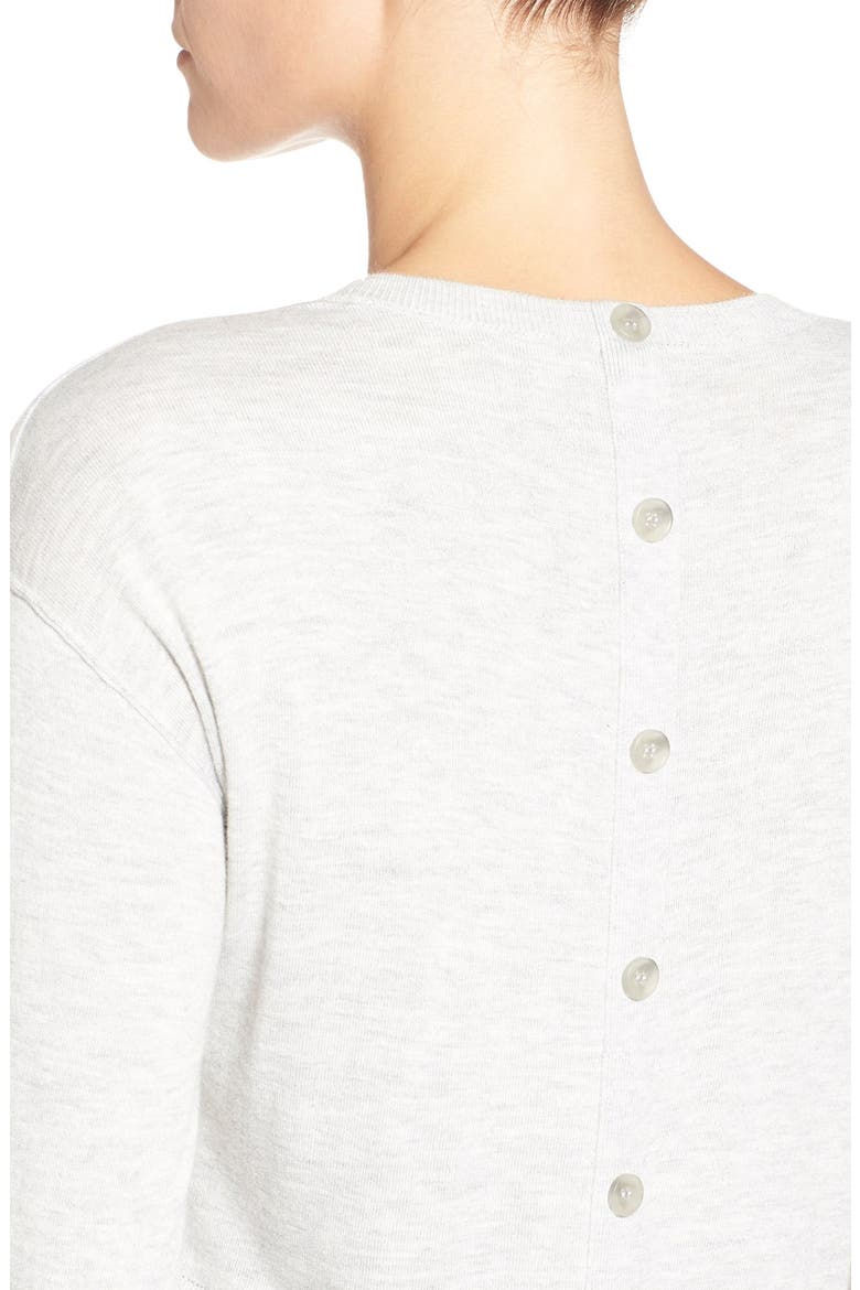 Woven Hem Layered Look Sweater, Alternate, color, GREY- IVORY FLORAL