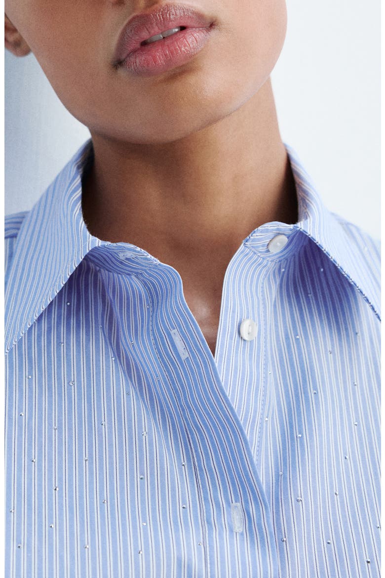 Rhinestone Stripe Button-Up Shirt, Alternate, color, SKY BLUE