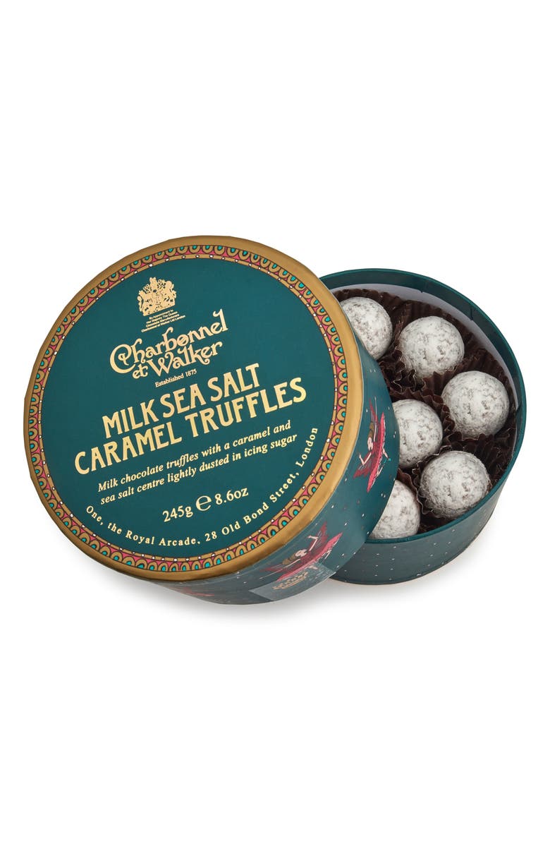 Charbonnel et Walker Sea Salt Milk Chocolate Truffles in Gift Box, Alternate, color, 