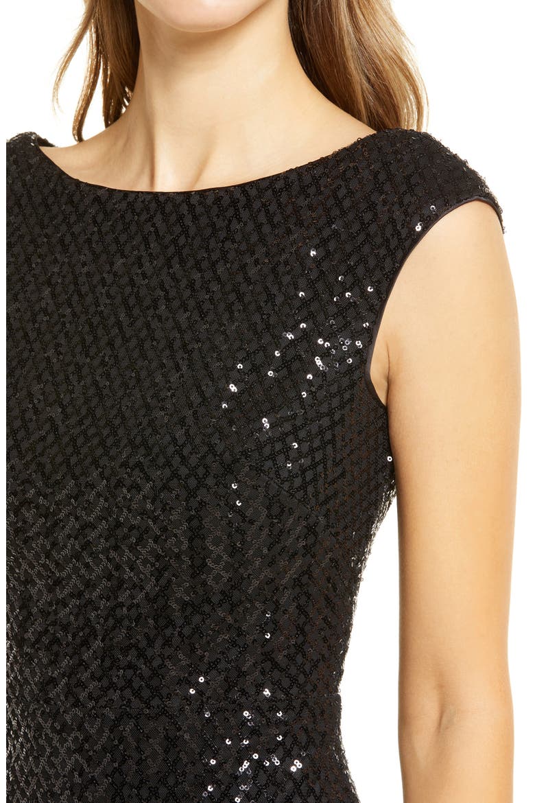 Sequin Sleeveless Body-Con Sheath Dress, Alternate, color, BLACK
