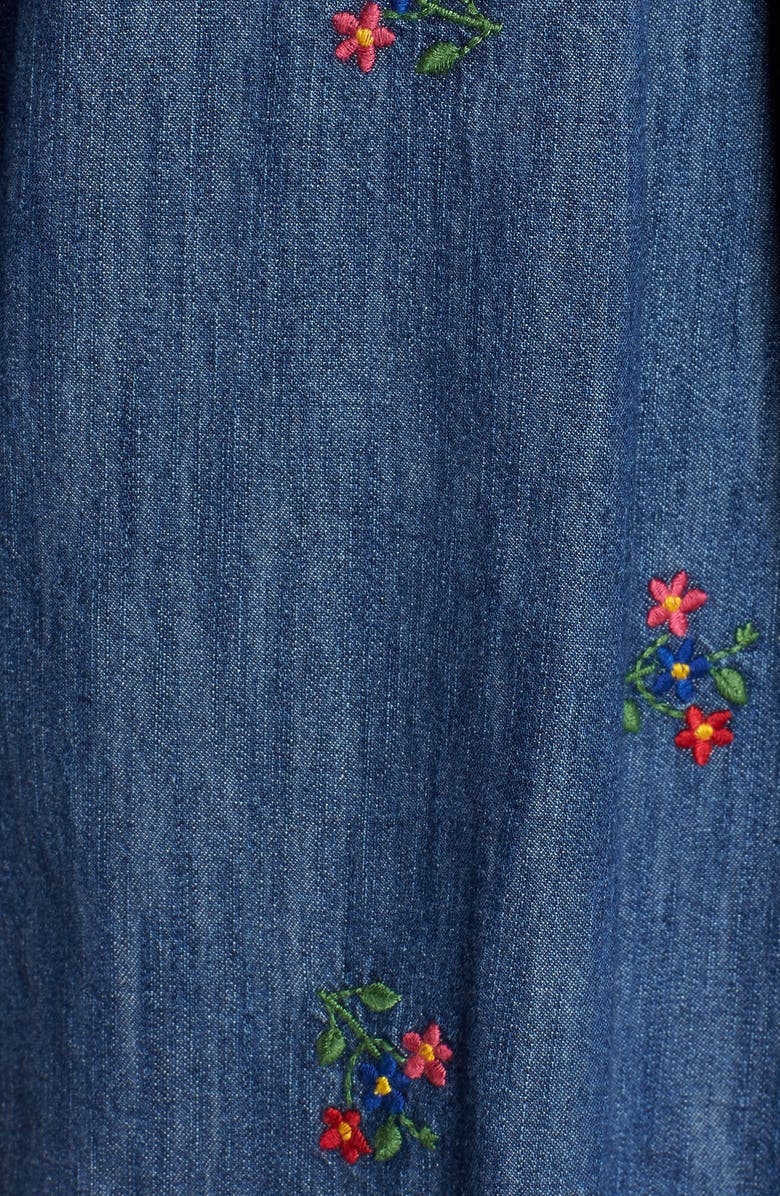 Caslon<sup>®</sup> Floral Embroidery Cotton Denim Shirt, Alternate, color, 