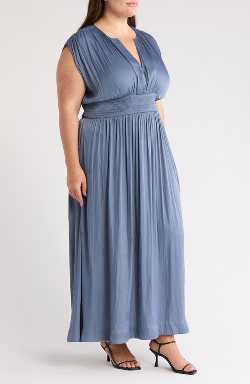 Nordstrom Smocked Satin Maxi Dress In Blue