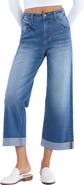 Wash Lab Denim High Waist Cuffed Wide Leg Painter Jeans