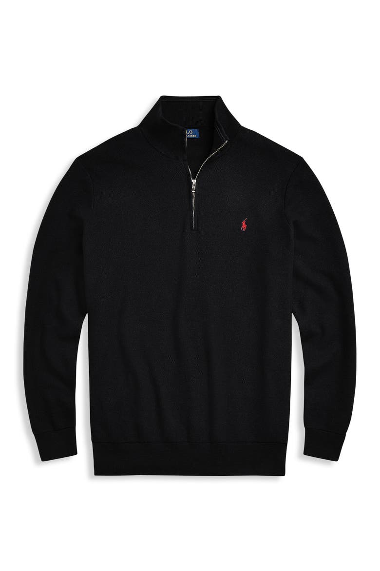 Pima Cotton 1/2-Zip Sweater, Alternate, color, POLO BLACK