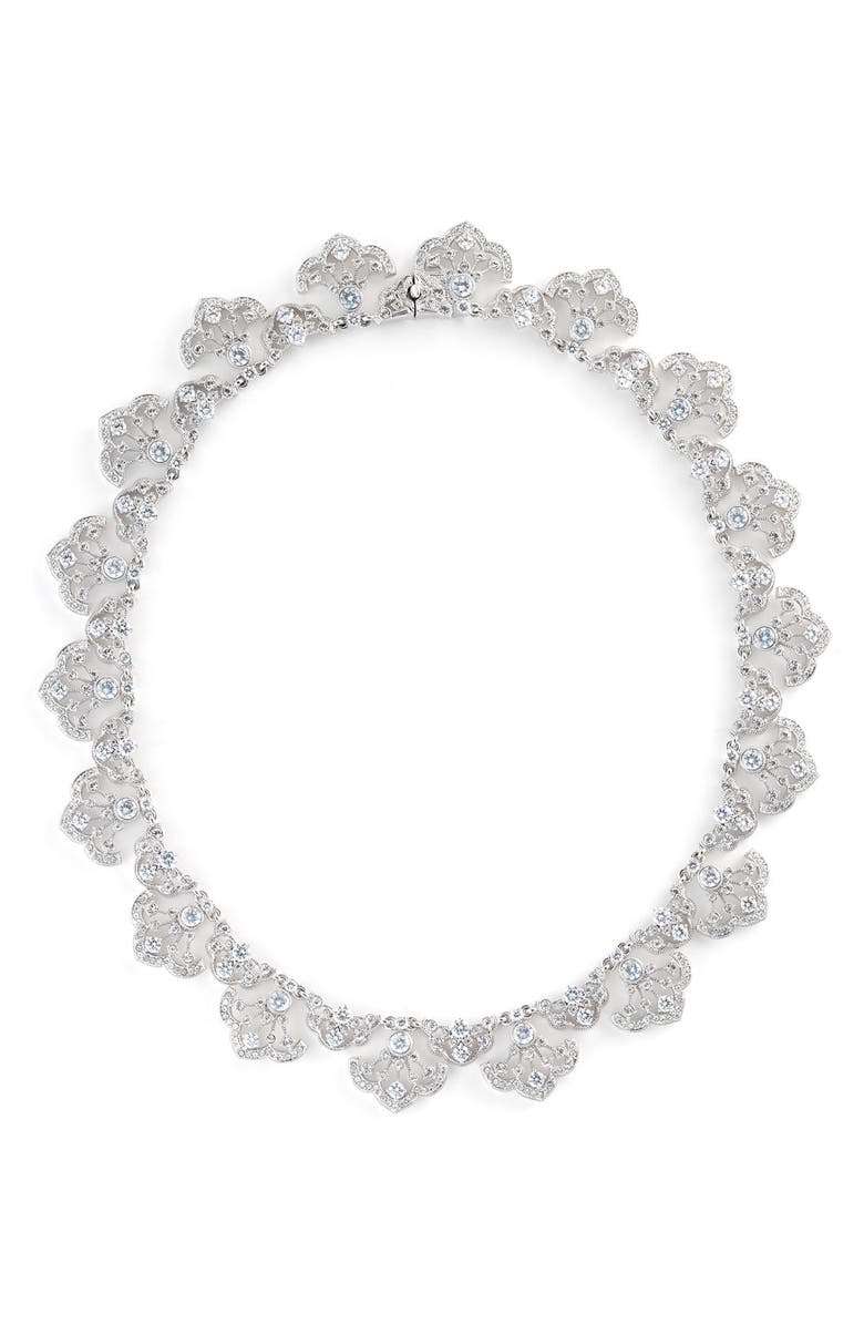 Nadri Scalloped Crystal Necklace, Main, color, 