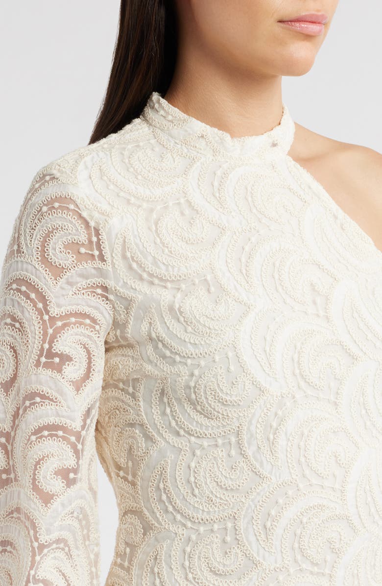 Sonya Moda Salwa One-Shoulder Lace Gown, Alternate, color, Creme