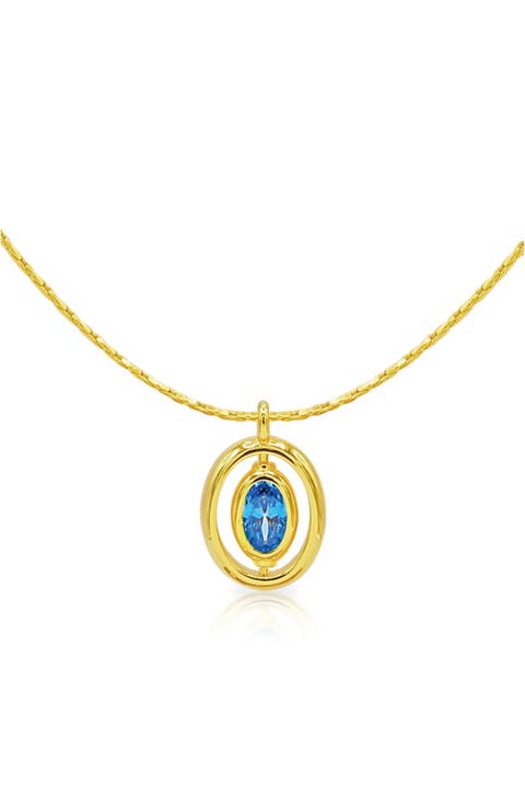 Oval Birthstone Pendant Necklace
