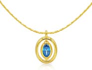 LA MENO Oval Birthstone Pendant Necklace