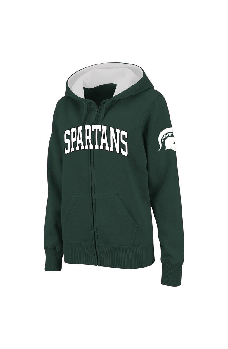 COLOSSEUM Women's Stadium Athletic Green Michigan State Spartans Arched Name Full-Zip Hoodie, Alternate, color, Green