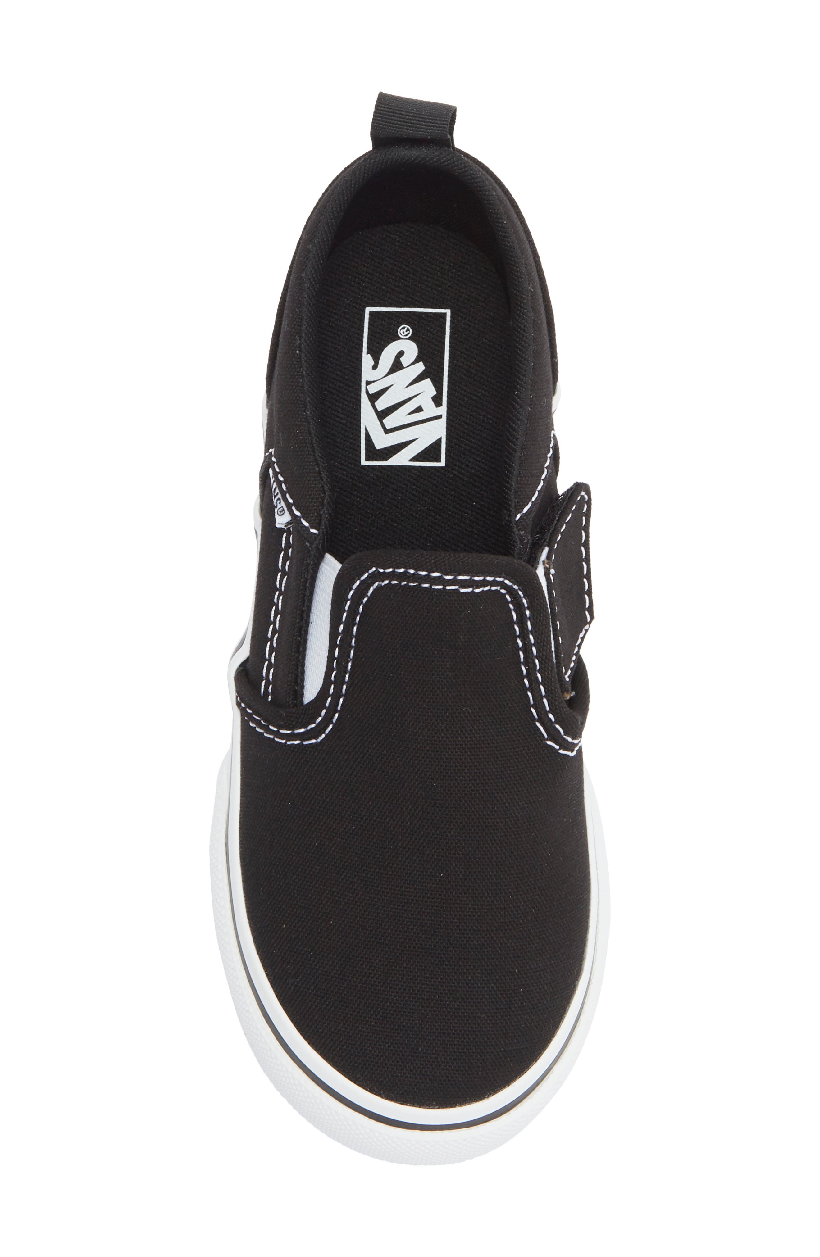 Vans Kids' Asher Slip-On Sneaker, Alternate, color, Canvas Black/White