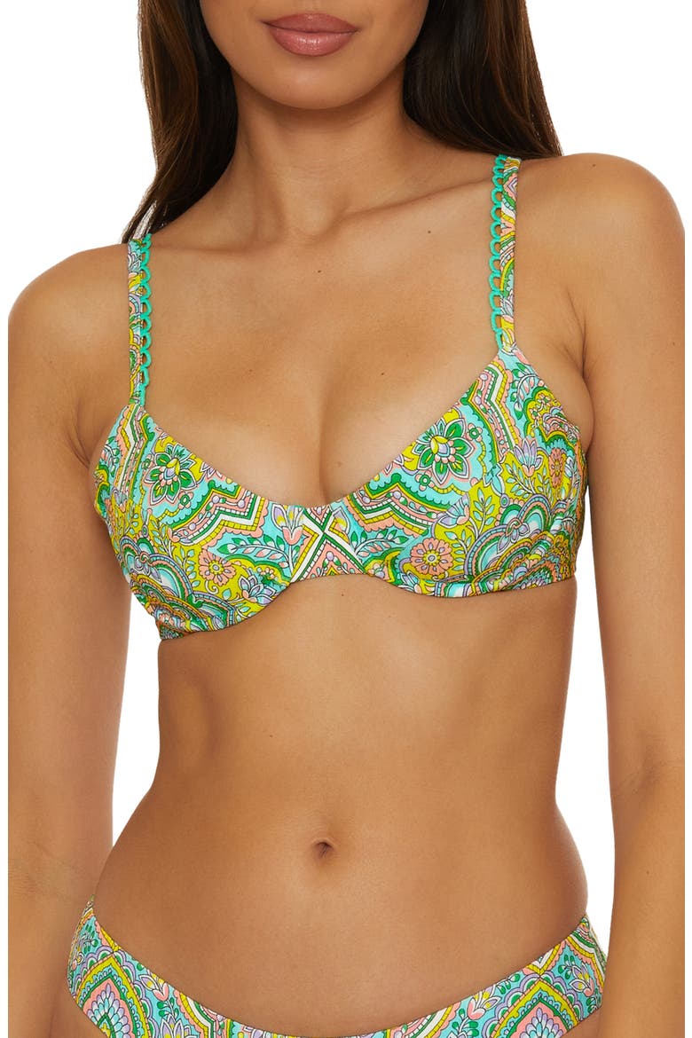 Martinique Underwire Bikini Top, Main, color, GREEN MULTI