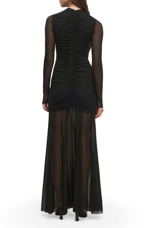 Favorite Daughter The Love Language Long Sleeve Mesh Maxi Dress In Black