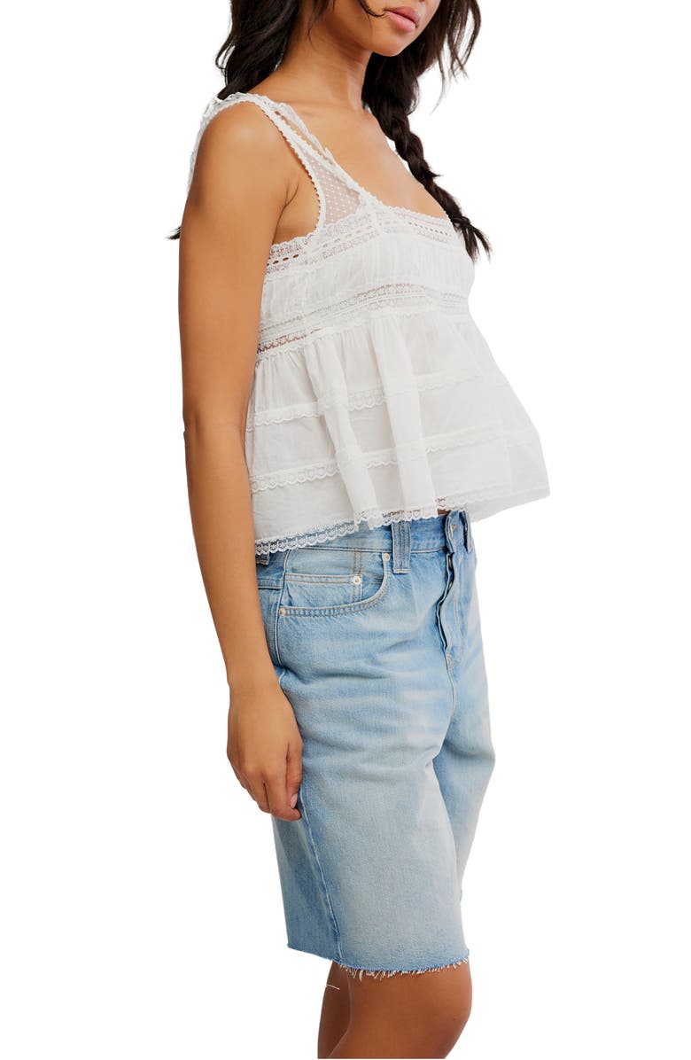 Free People Darling Dreams Lace Trim Babydoll Camisole, Alternate, color, Clean Ivory