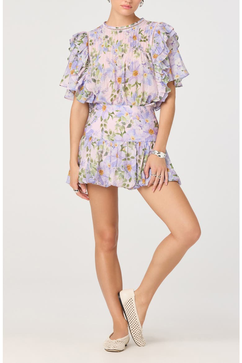 Kinley Flutter Sleeve Top, Alternate, color, LILAC FLORAL