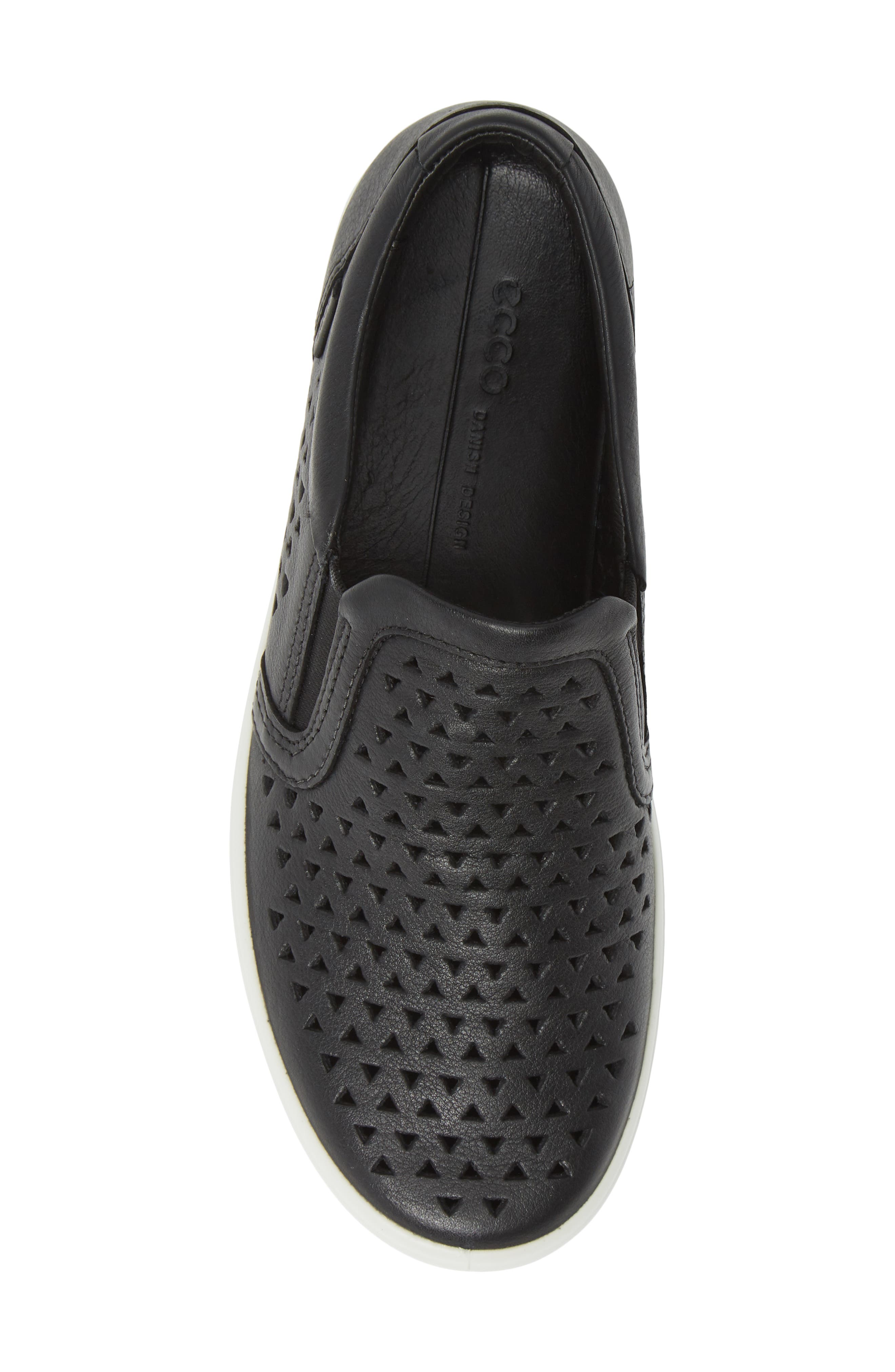 Soft 7 Laser Cut Slip-On Sneaker, Alternate, color, BLACK LEATHER