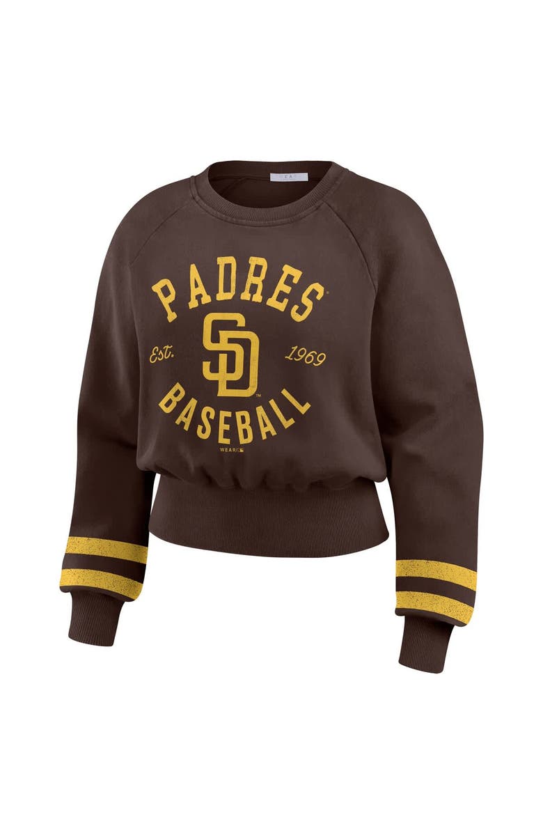 WEAR by Erin Andrews Women's WEAR by Erin Andrews  Brown San Diego Padres Vintage Washed Cropped Pullover Sweatshirt, Alternate, color, Brown