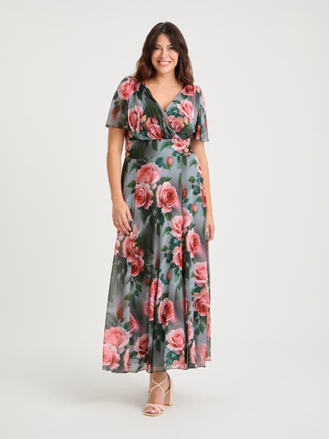 Isabelle Floral Angel Sleeve Maxi Dress