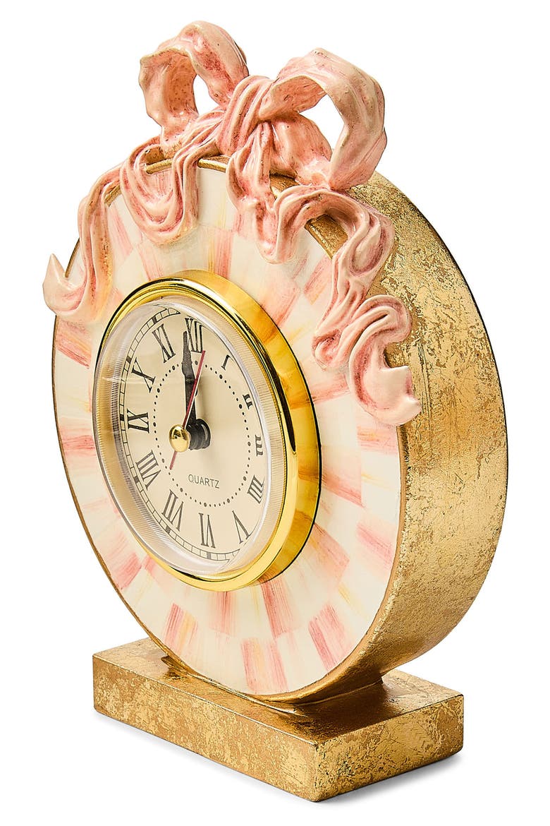 It's All About the Bow Desk Clock, Alternate, color, PINK MULTI